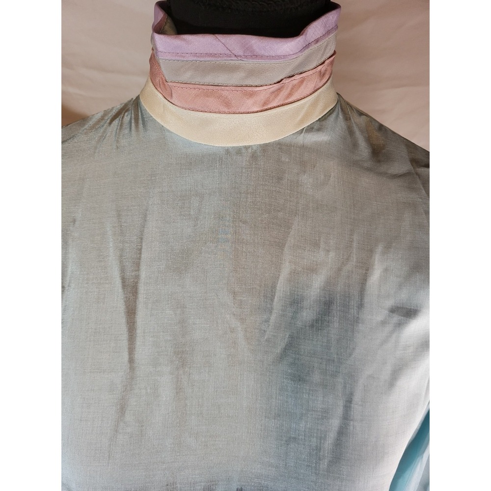 Vintage 80s Jane Elliot Sky Blue Pastel Victorian Extremely Puffed Sleeve Blouse - Picture 2 of 7